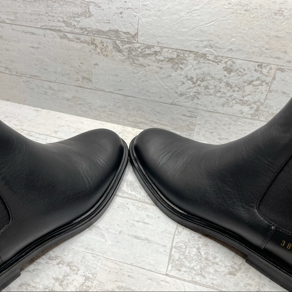 New Woman By Common Project Black Leather Pull Tab Chelsea Boots 38257547 - Picture 7 of 16